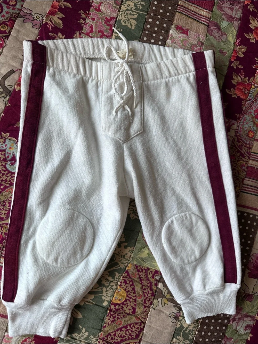 Y2K Football sporty Joggers with Burgundy Side Stripes